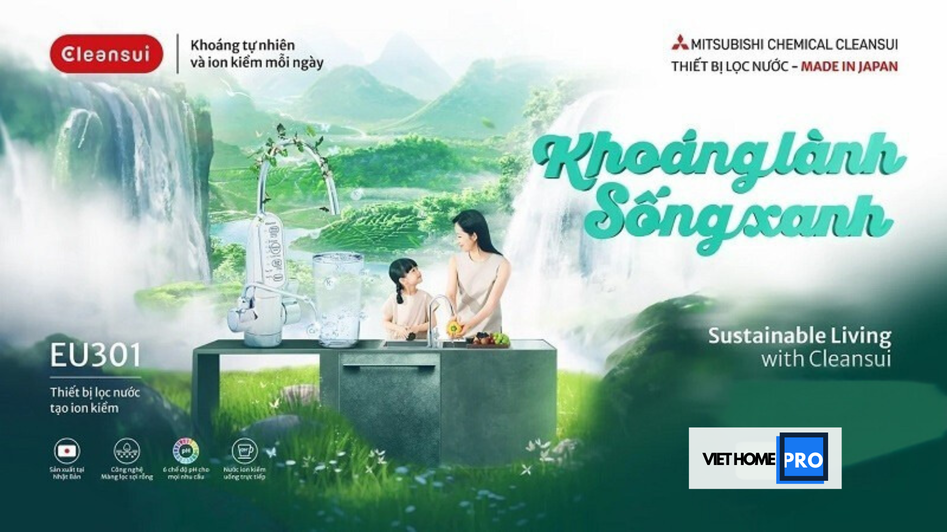 💧 Cleansui EU301 – Bí Quyết Sống Khỏe Từ Nước Ion Kiềm Nhật Bản