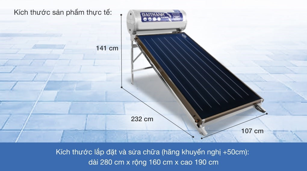 Máy Nước Nóng Năng Lượng Mặt Trời Đại Thành Platinum 150 Lít Tấm Phẳng