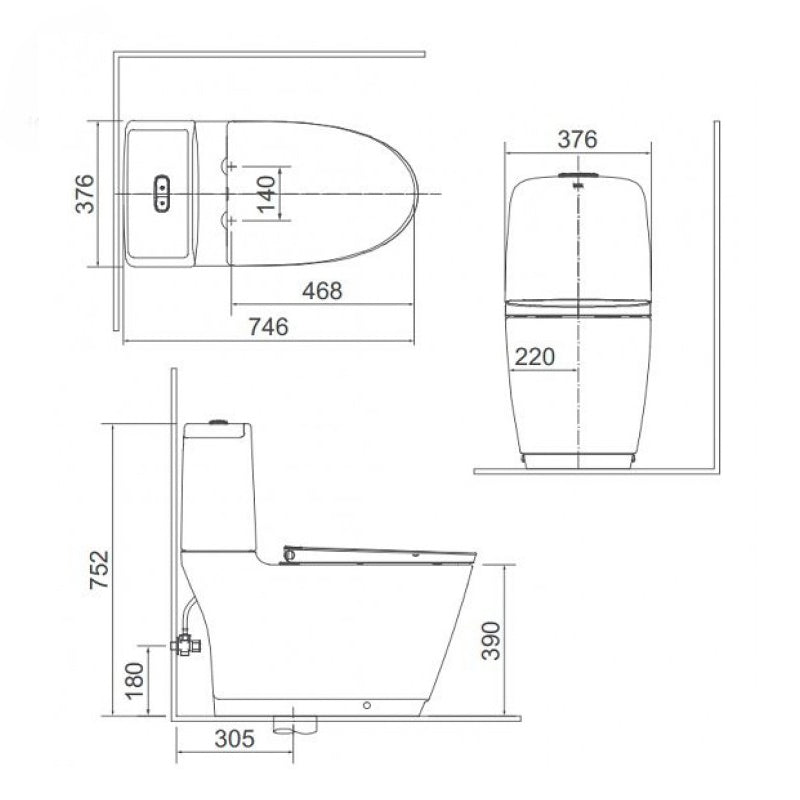 Bồn Cầu INAX ACT-832/CW-H17VN Nắp Điện Tử Xả Cảm Ứng