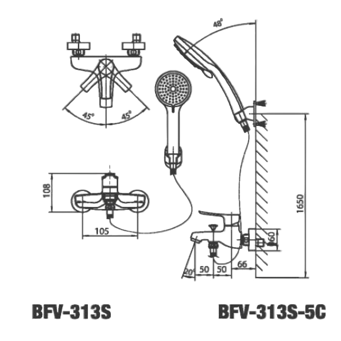 Vòi Sen Tắm Nóng Lạnh INAX BFV-313S-5C – Thiết Kế Sang Trọng, Tiết Kiệm Nước & Bền Bỉ