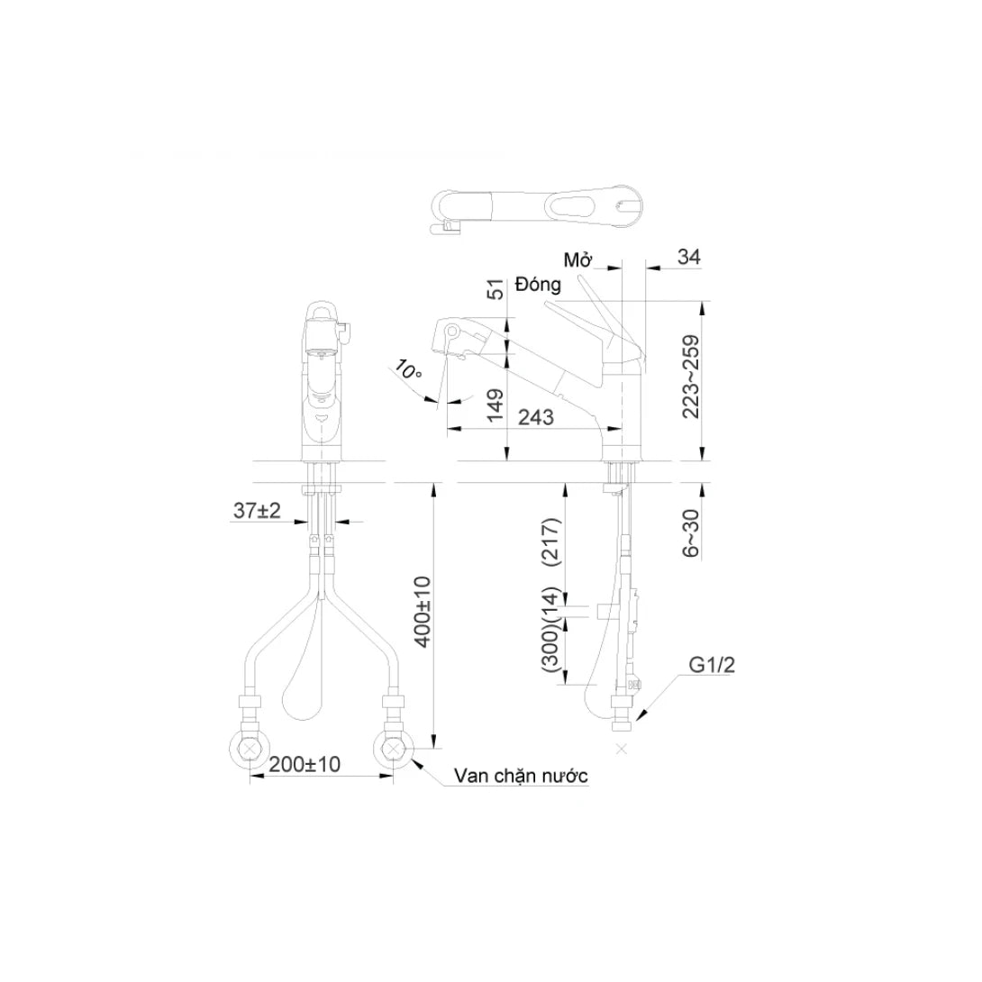 Vòi Rửa Chén Rút Dây INAX JF-AB466SYX(JW) – Nóng Lạnh, Đa Năng, Tiện Lợi