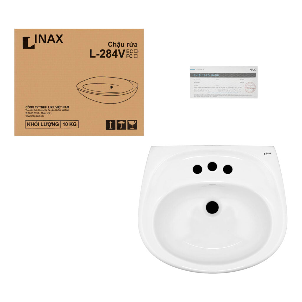 Chậu Rửa Lavabo Inax L-284V (L284V) Treo Tường 495x425 mm
