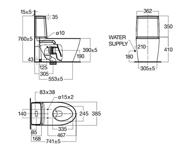 Bồn Cầu American Standard 2307-WT (3307-WT + 4307-WT) 2 Khối