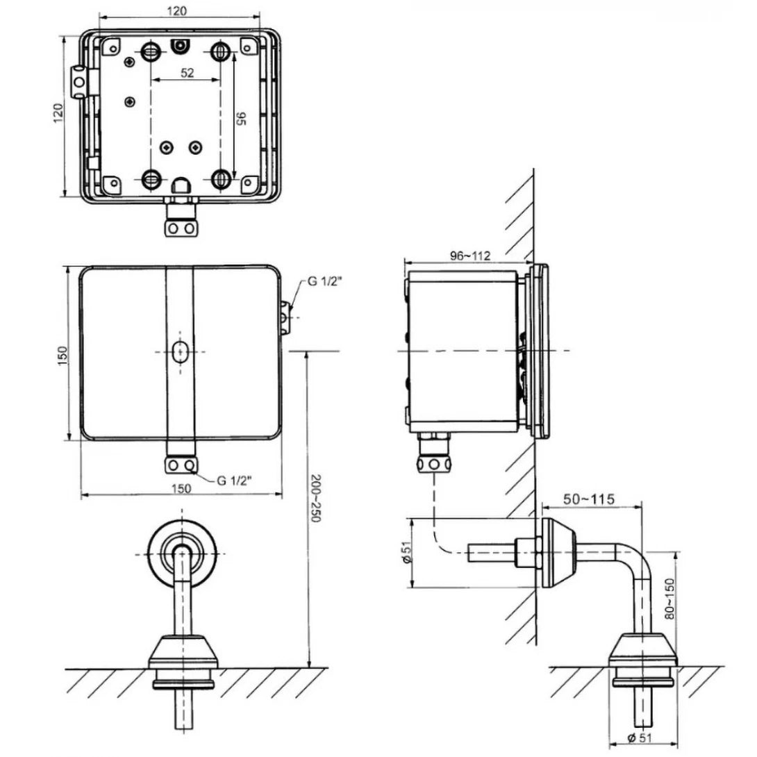 Van Cảm Ứng Bồn Tiểu American Standard WF-8604 Âm Tường Pin