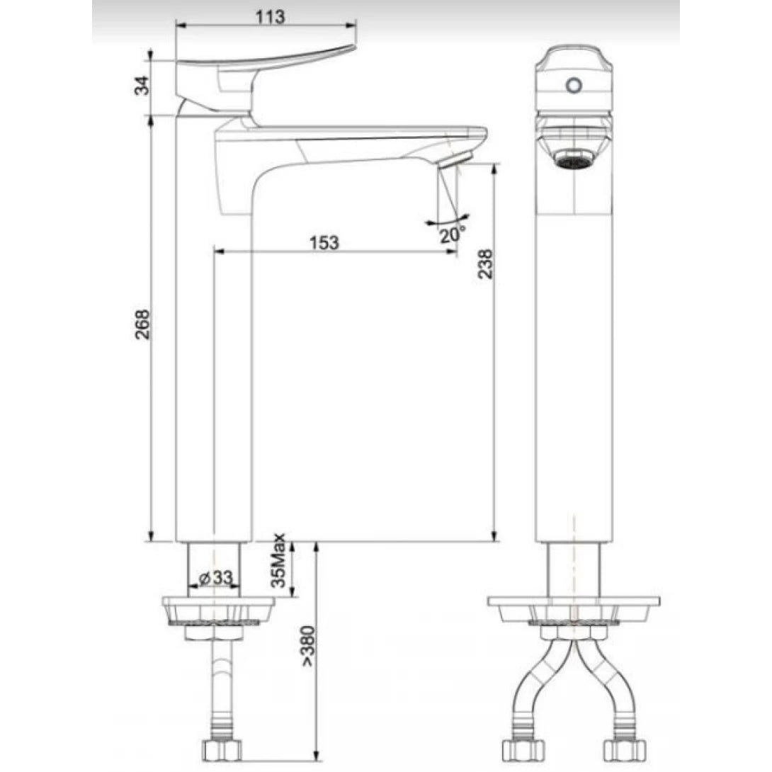 Vòi Rửa Lavabo American Standard WF-0902 (WF0902) Milano Cao Nóng Lạnh