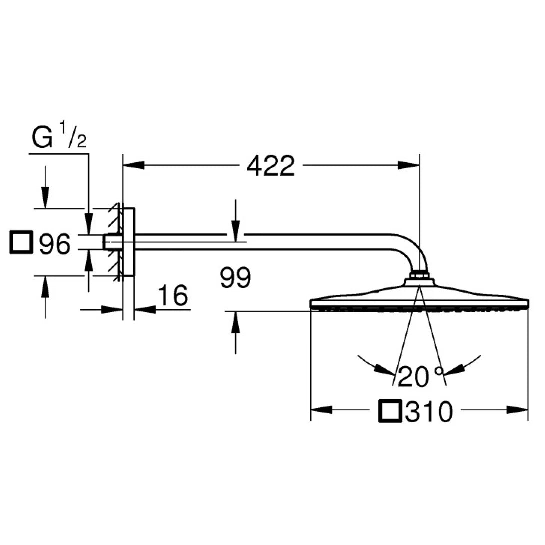 Bát Sen Grohe Rainshower Mono 310 Gắn Tường 26563000