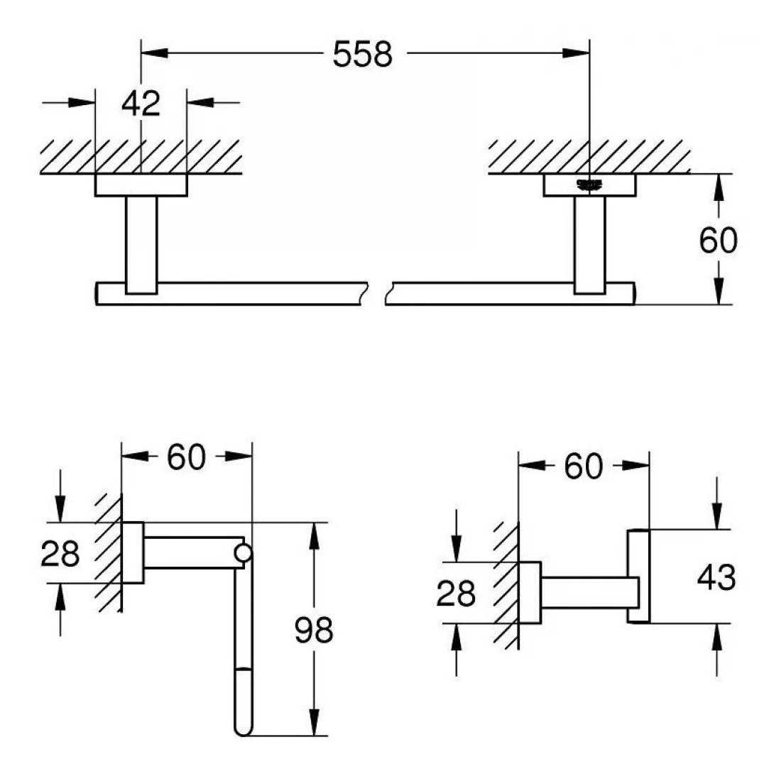 Bộ Phụ Kiện Grohe 40777001 3 Món Essentials Cube Gắn Phòng Tắm