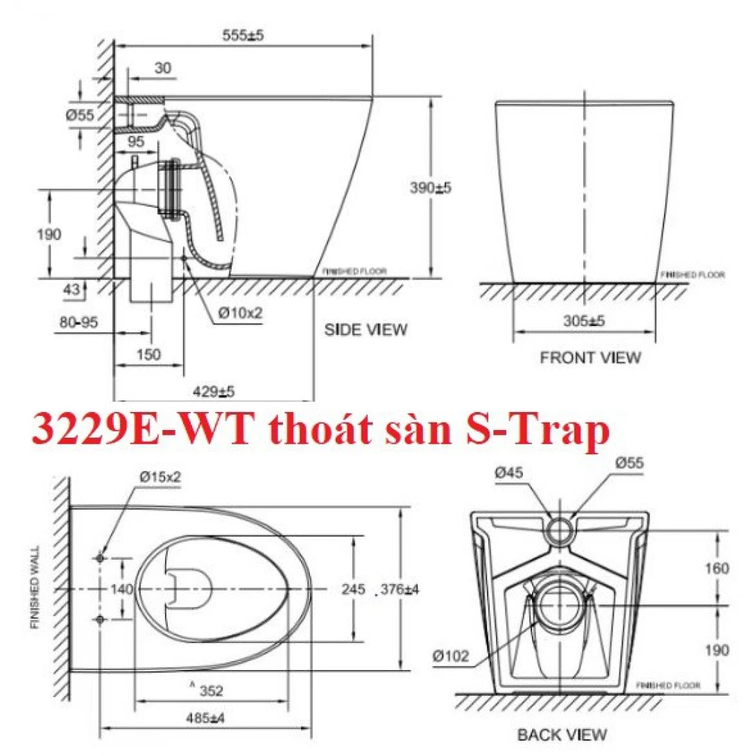 Bồn Cầu American Standard 3229E-WT (3229EWT) Đặt Sàn Nắp WP-C119