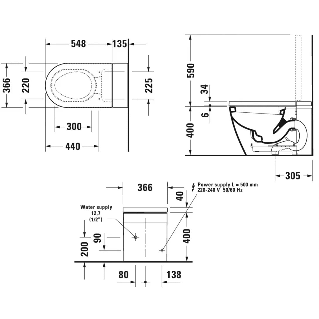 Bồn Cầu Điện Tử Thông Minh Duravit 620000022400310 Dòng Sensowahs I Lite Màu Vàng Hồng