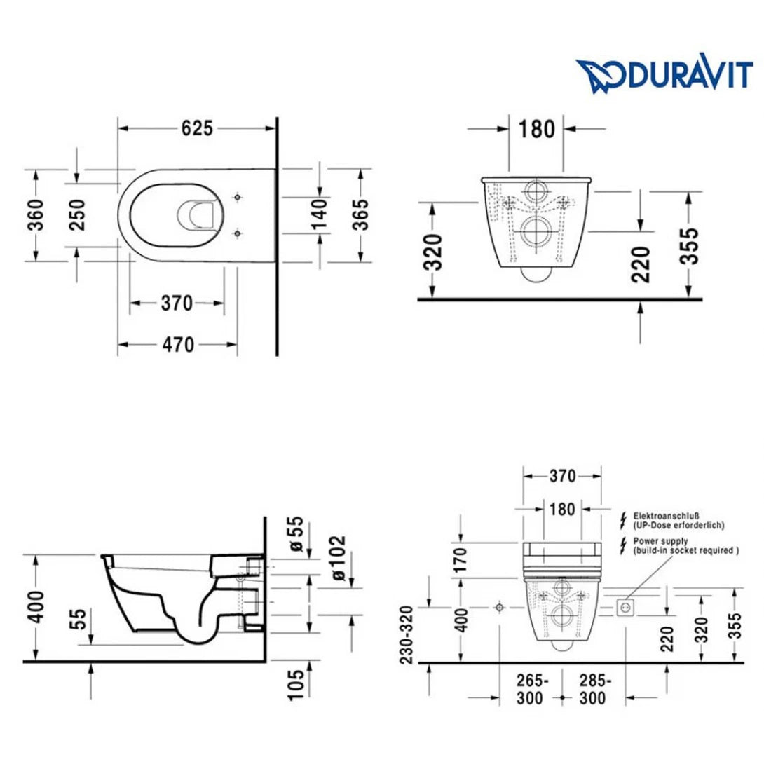 Bồn Cầu Duravit 2544090000 Treo Tường Dòng Darling