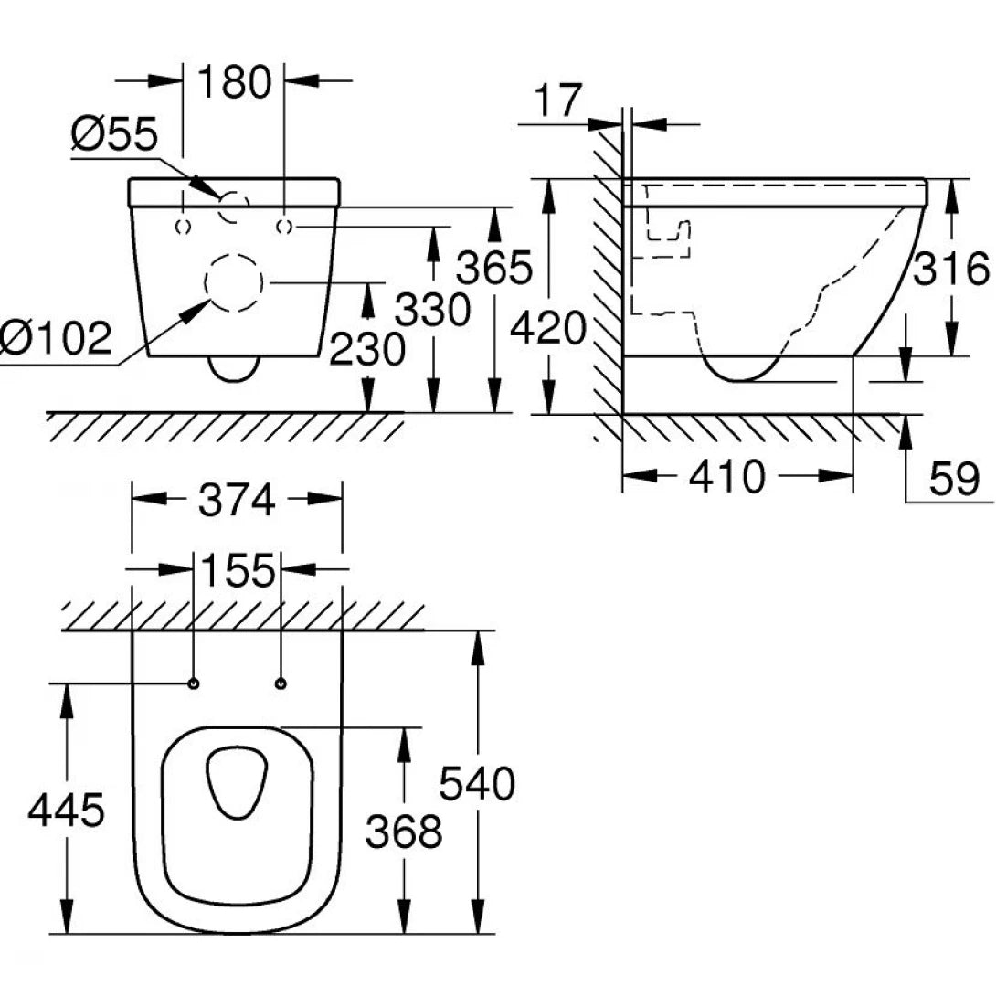 Bồn Cầu Treo Tường Grohe 39328000 Euro Ceramic