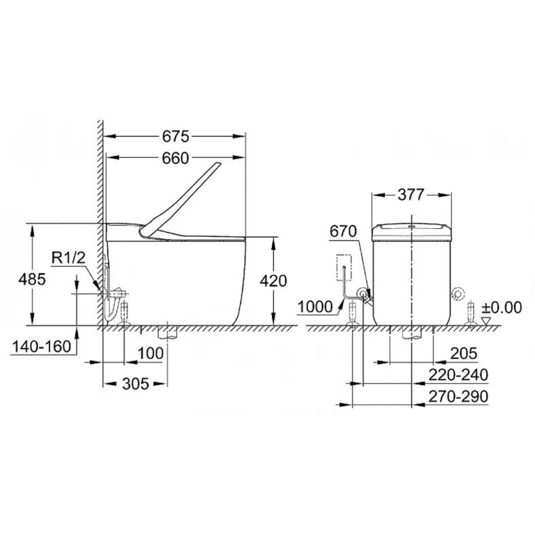Bồn Cầu Điện Tử Thông Minh Grohe 36492SH0 Sensia Arena