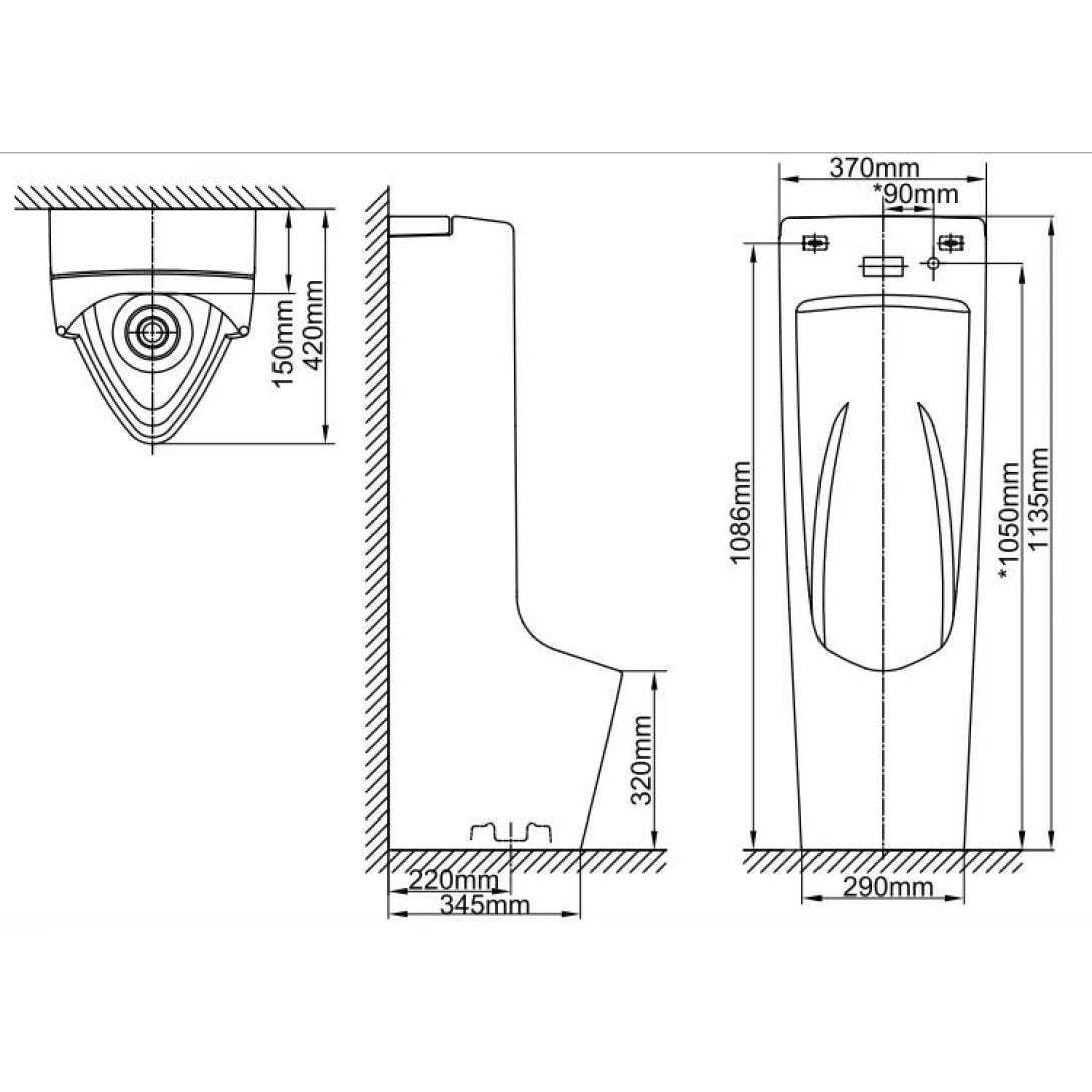 Bồn Tiểu Inax AFU-600VDC Cảm Ứng PIN Đặt Sàn