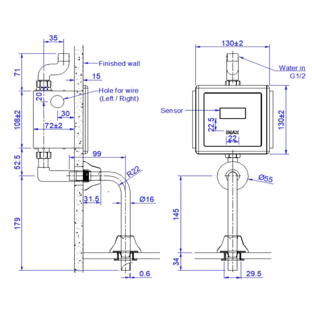 Van Xả Tiểu Cảm Ứng INAX OKUV-30SM-0.5 – Âm Tường, Xả 0.5L, Tiết Kiệm Nước