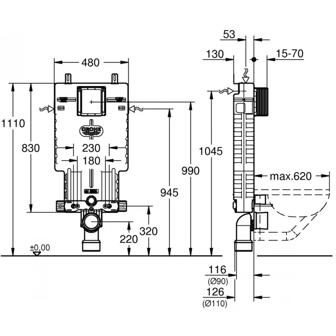 Két Nước Âm Tường Grohe Uniset 38643001