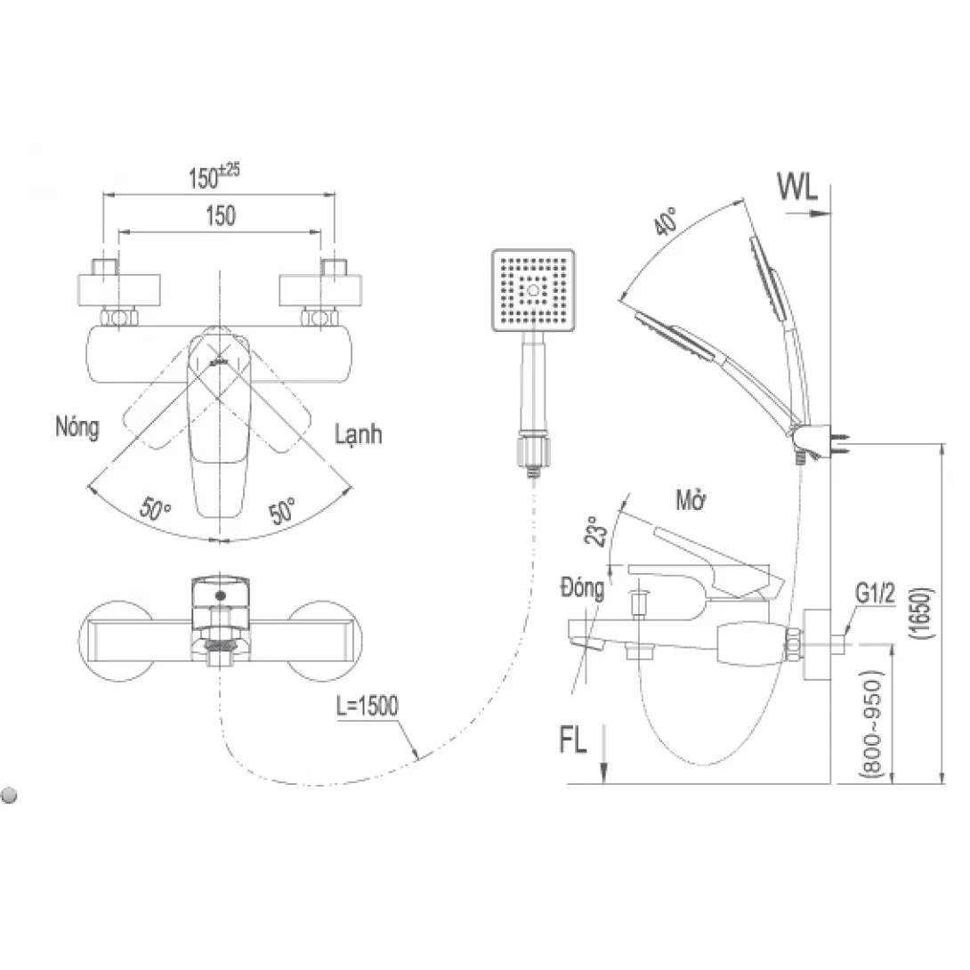 Vòi Sen Tắm Nóng Lạnh INAX BFV-5003S-5C – Tay Sen Ecoful Shower, Tiết Kiệm Nước & Bền Bỉ