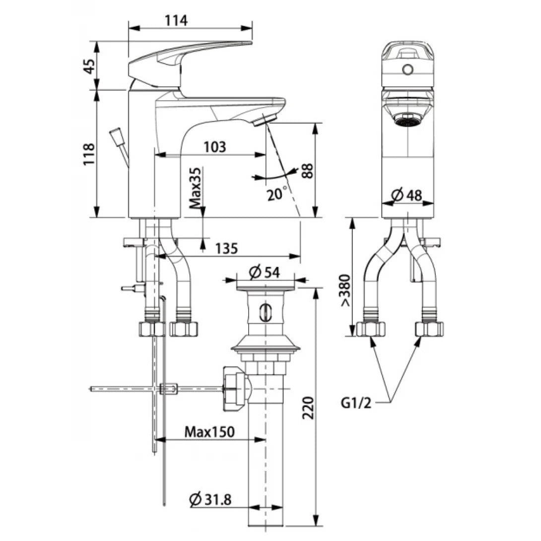 Vòi Rửa Lavabo American Standard WF-0901 (WF0901) Milano Nóng Lạnh