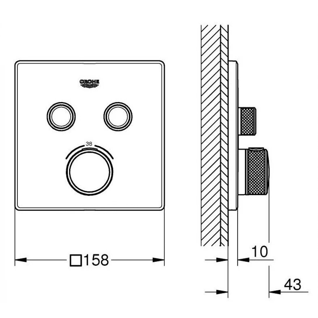 Mặt Bộ Trộn Ổn Nhiệt Grohe 29124000 Grohtherm Smartcontrol Thermostat 2 Chế Độ