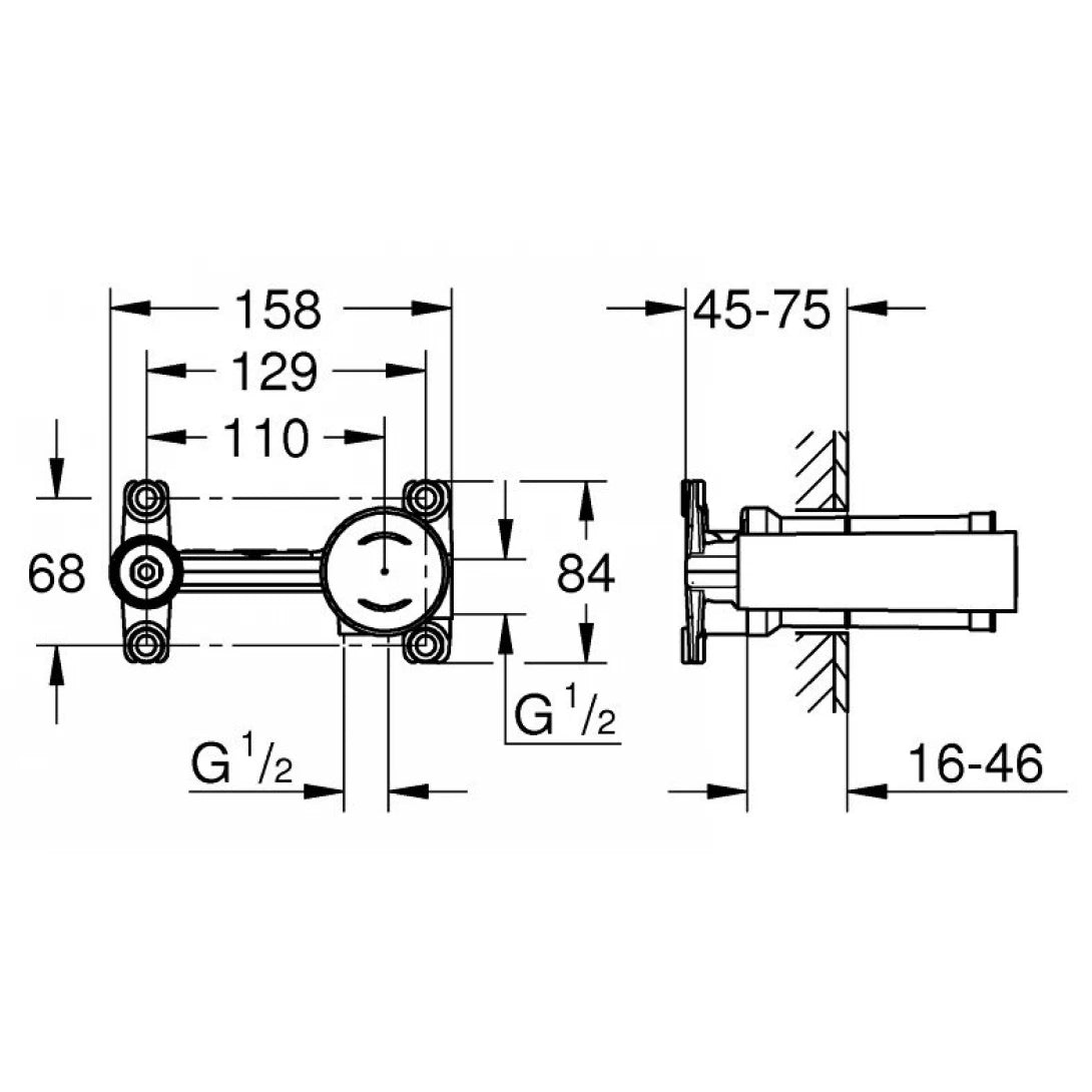 Bộ Âm Vòi Chậu Grohe 23571000 Nóng Lạnh 2 Lỗ Gắn Tường