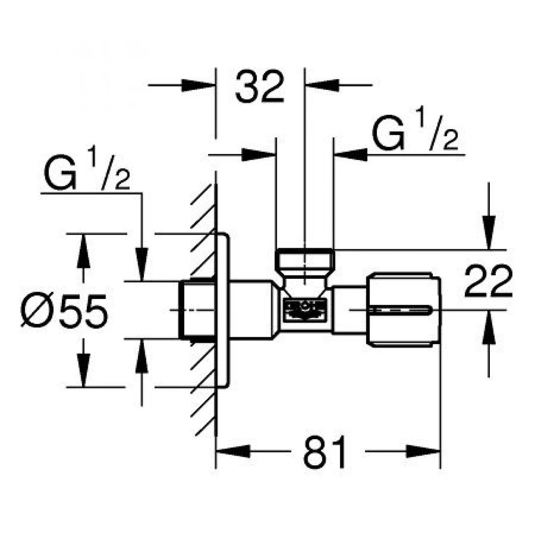 Van Khóa Góc Grohe 22041000 1 Đường Nước