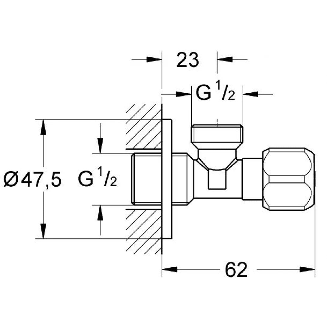 Van Khóa Góc Grohe 2201600M 1 Đường Nước