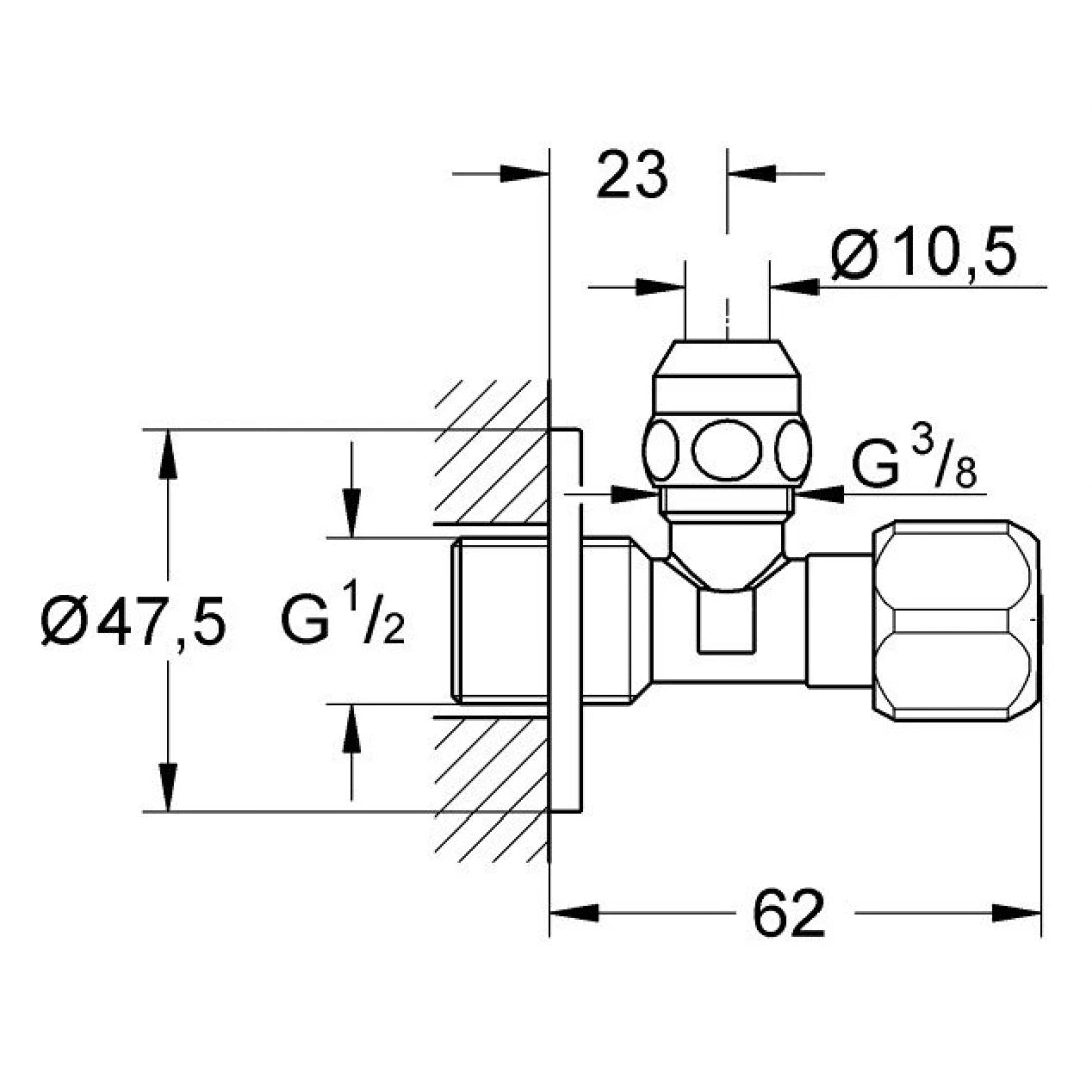 Van Khóa Góc Grohe 2201700M 1 Đường Nước