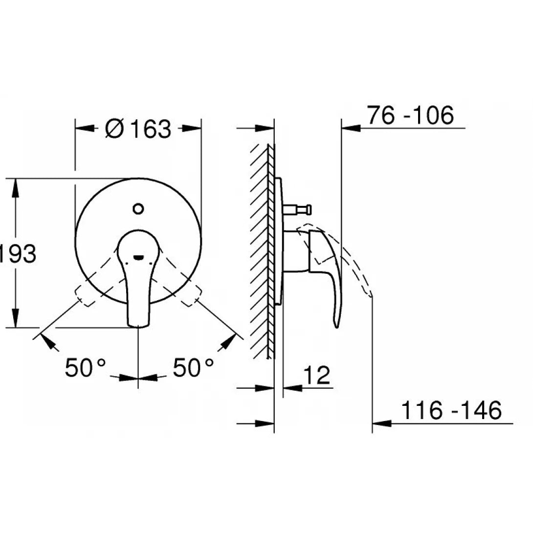 Van Trộn Grohe 19450002 Eurosmart 2015 OHM Nóng Lạnh Âm Tường