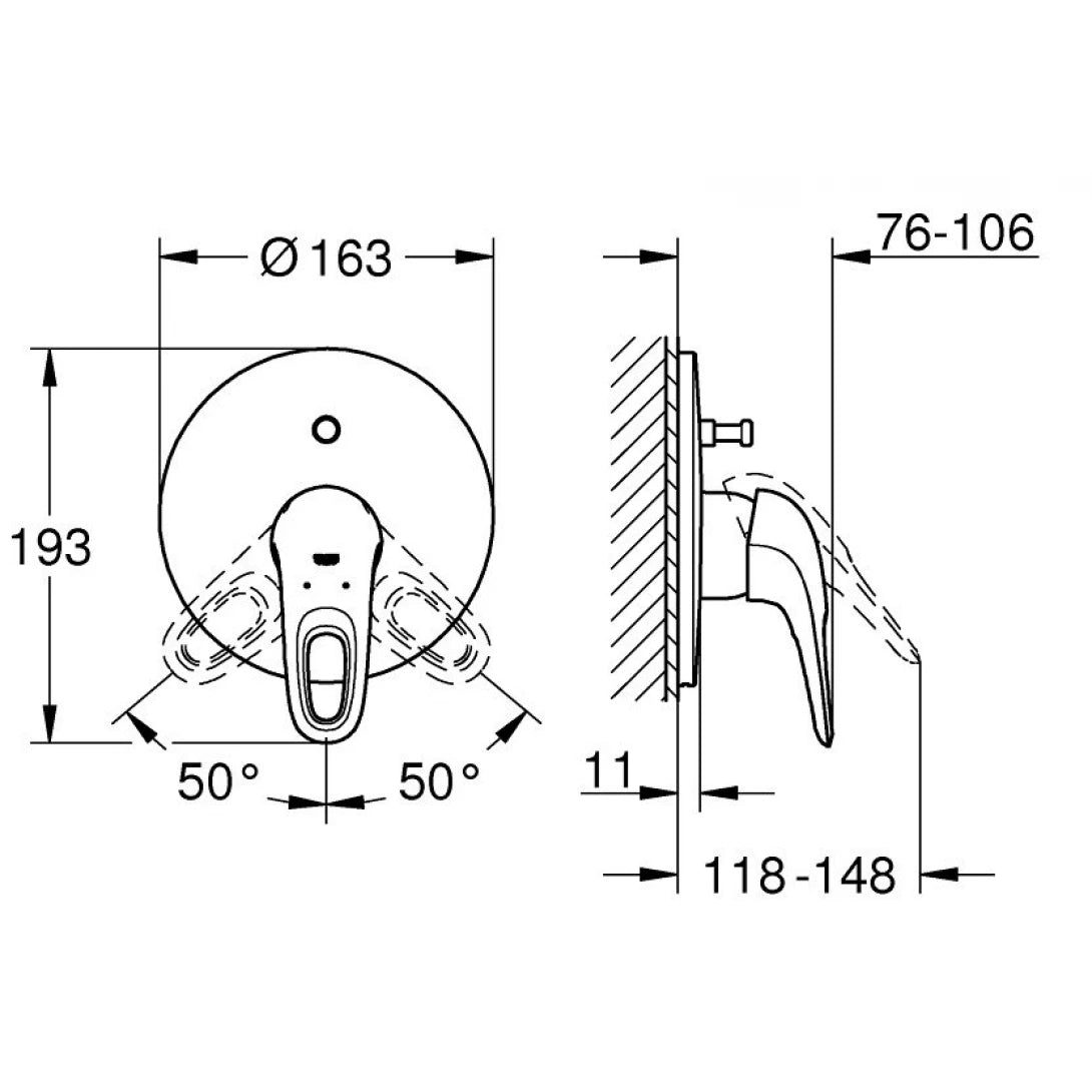 Van Trộn Grohe 19506003 Eurostyle 2015 OHM Nóng Lạnh Âm Tường