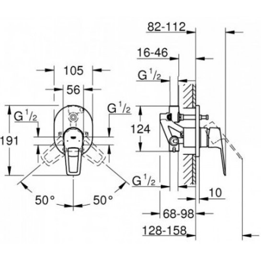 Van Trộn Grohe 29041001 BauLoop OHM Nóng Lạnh Âm Tường