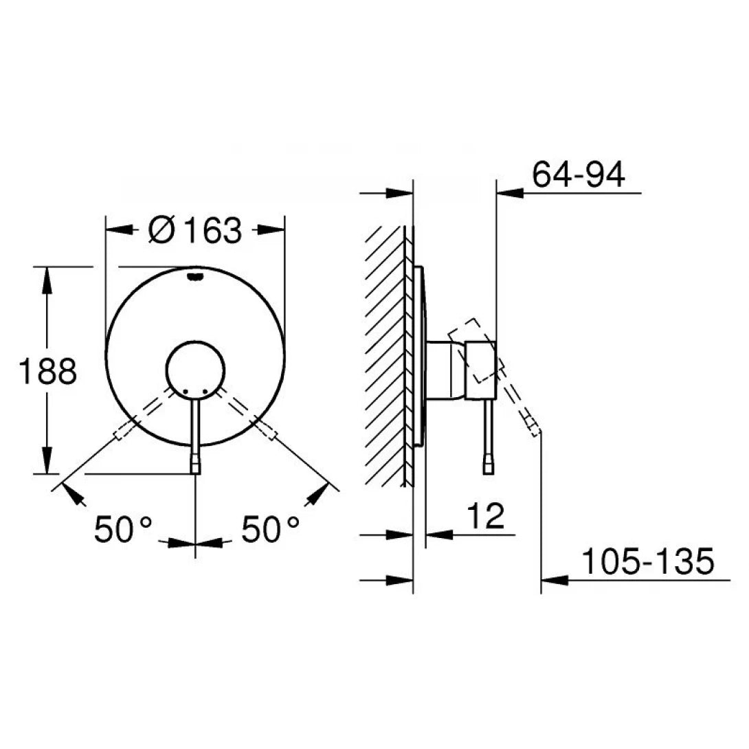 Van Trộn Grohe 19286001 Essence OHM Nóng Lạnh Âm Tường