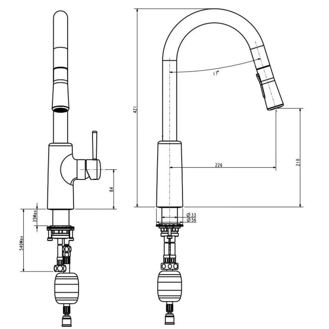 Vòi Rửa Chén American Standard 1009160000 Nóng Lạnh Rút Dây Agate