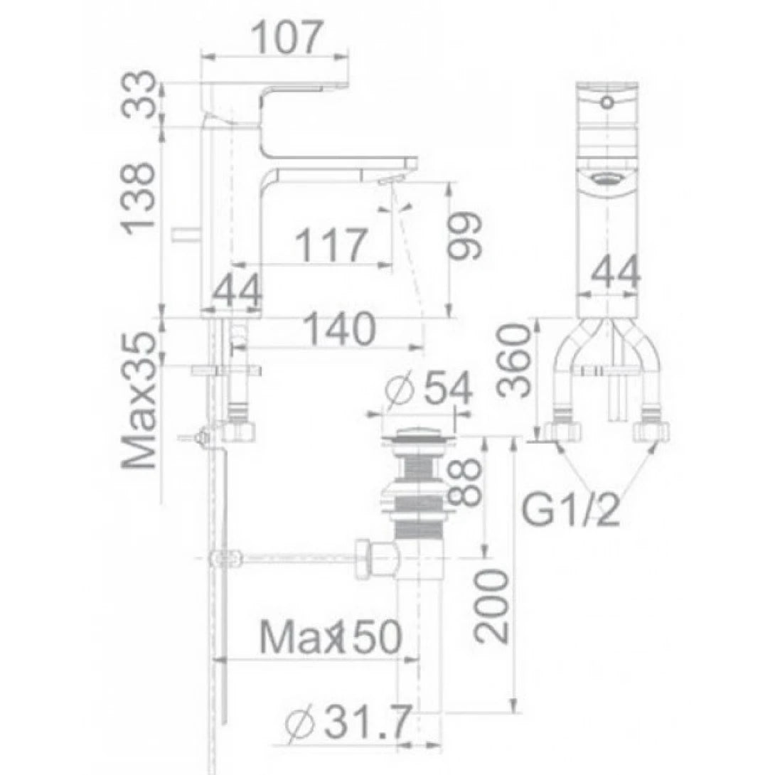 Vòi Lavabo American Standard WF-1301BHG (WF1301BHG) Nóng Lạnh Màu Ghi