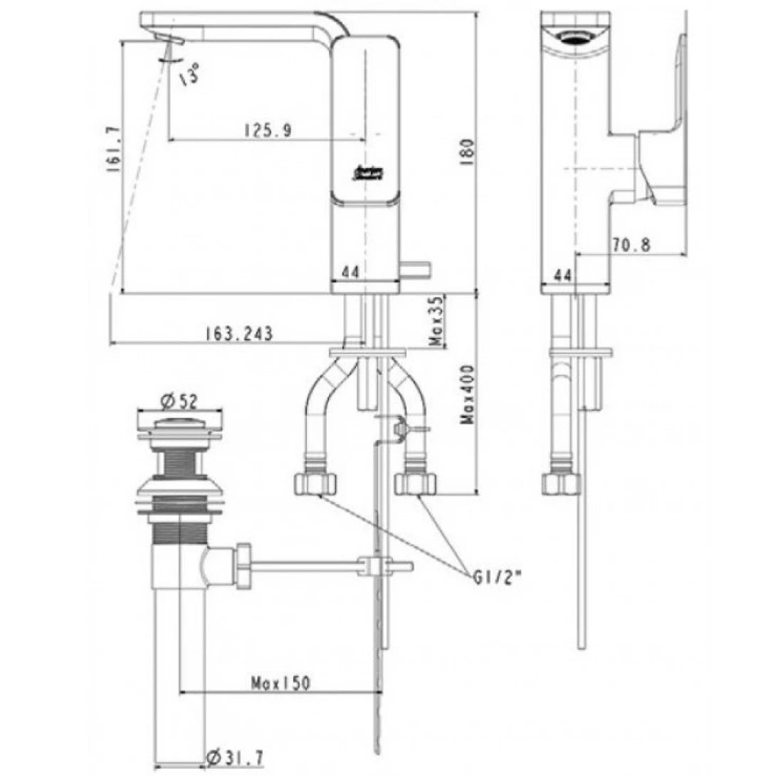 Vòi Lavabo American Standard WF-1305CS (WF1305CS) Nóng Lạnh Màu Vàng