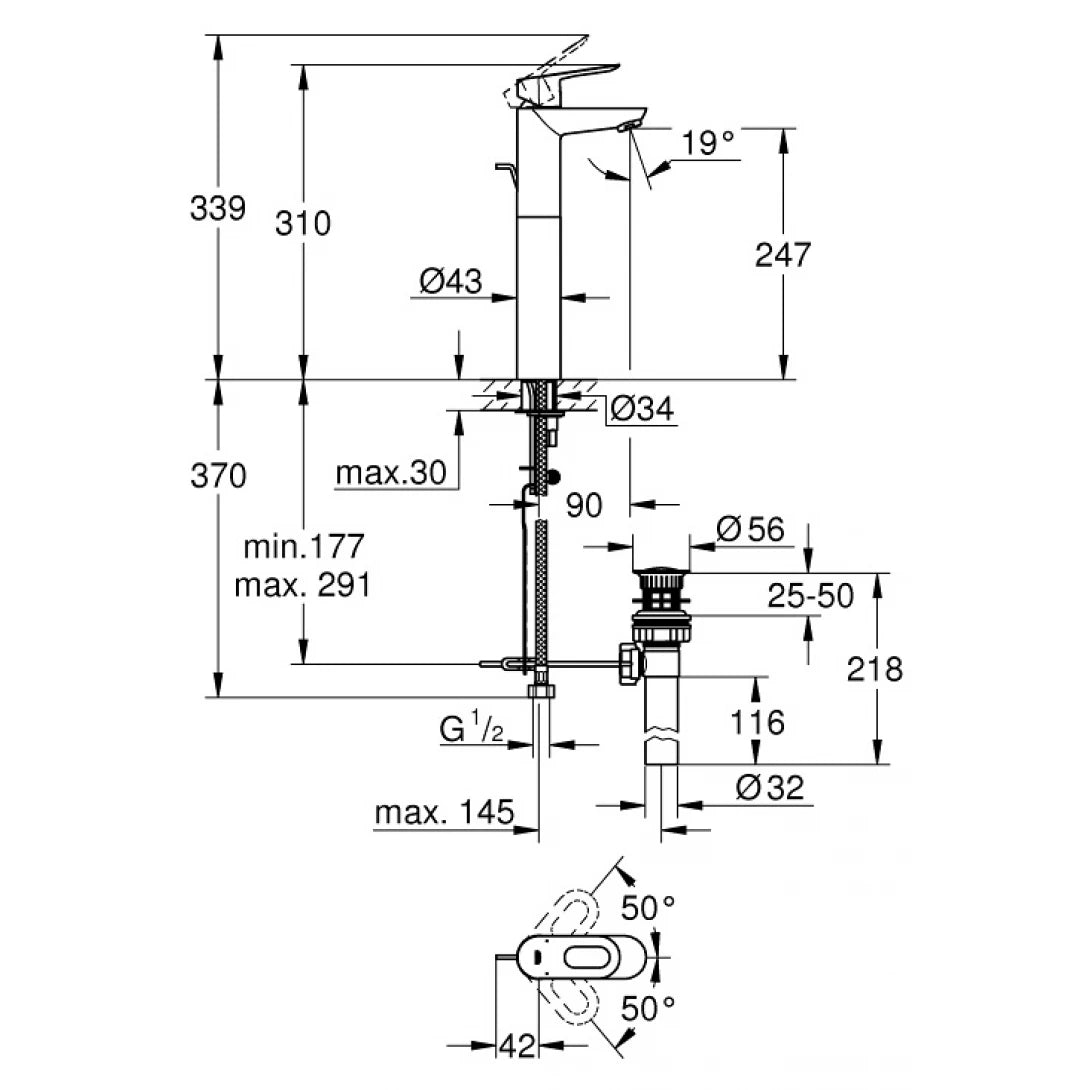 Vòi Chậu Grohe BauLoop XL-Size 32856000 Nóng Lạnh