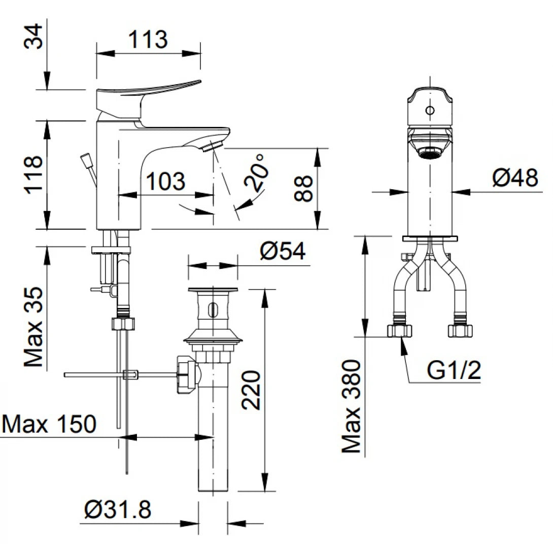 Vòi Chậu Lavabo Inax LFV-502S (LFV502S) Nóng Lạnh