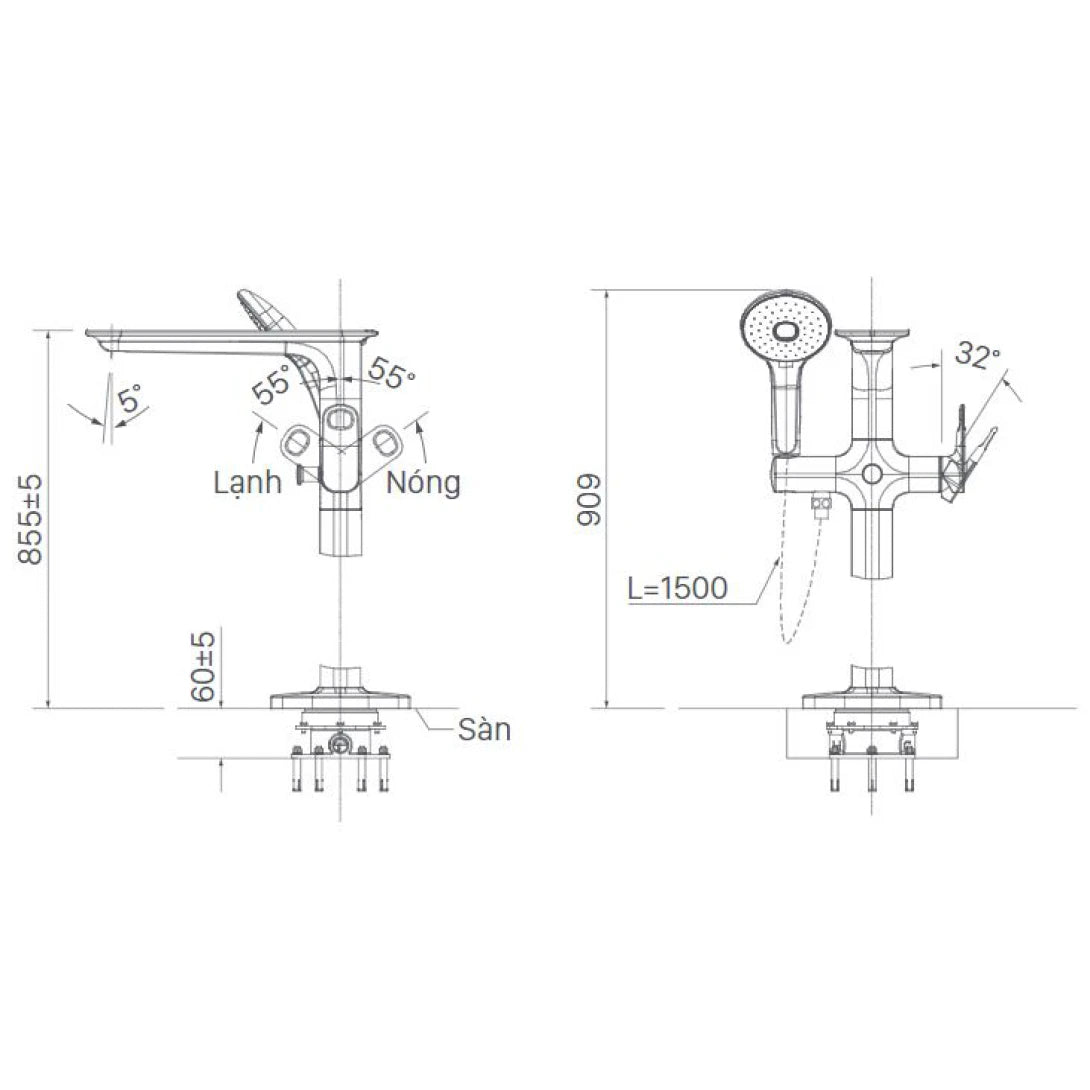 Vòi Sen Xả Bồn Tắm INAX BFV-656S (BFV656S) Đặt Sàn