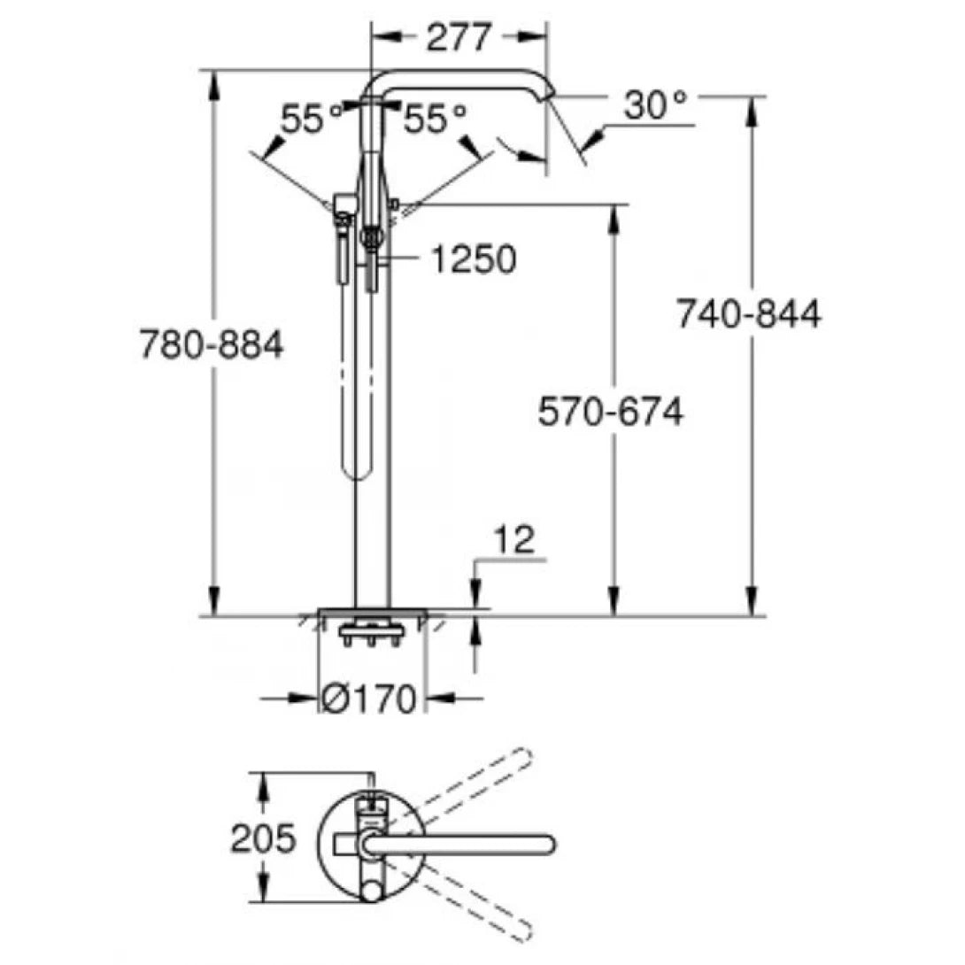 Vòi Sen Bồn Tắm Grohe 23491GL1 Essence Đặt Sàn Màu Vàng