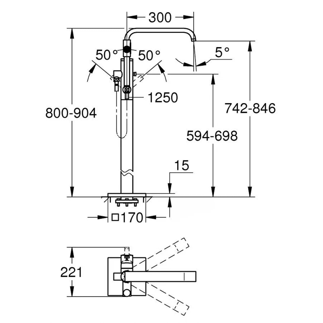 Vòi Sen Xả Bồn Tắm Grohe 32754002 Nóng Lạnh Đặt Sàn Allure OHM