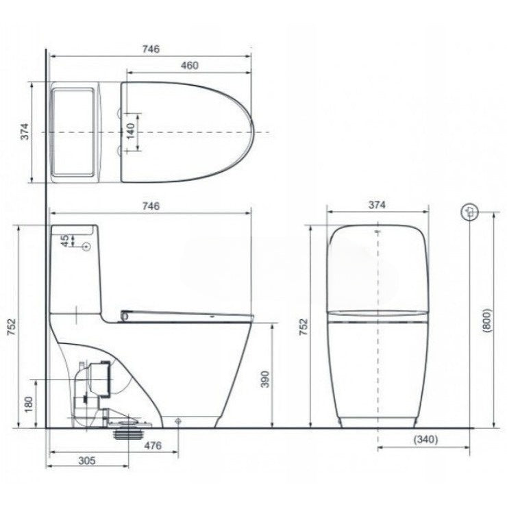 Bồn Cầu INAX ACT-832/CW-KA22AVN Nắp Điện Tử Xả Cảm Ứng