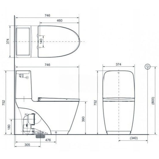 Bồn Cầu INAX ACT-602/CW-KA22AVN Nắp Điện Tử