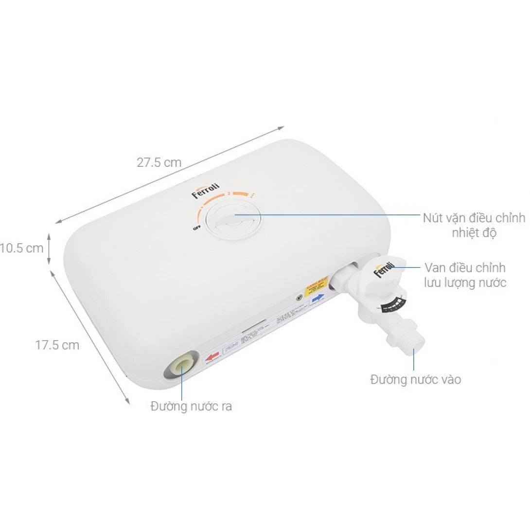 Máy Nước Nóng Ferroli RITA FS-4.5TM Trực Tiếp 4500W ( Có Tay Sen )
