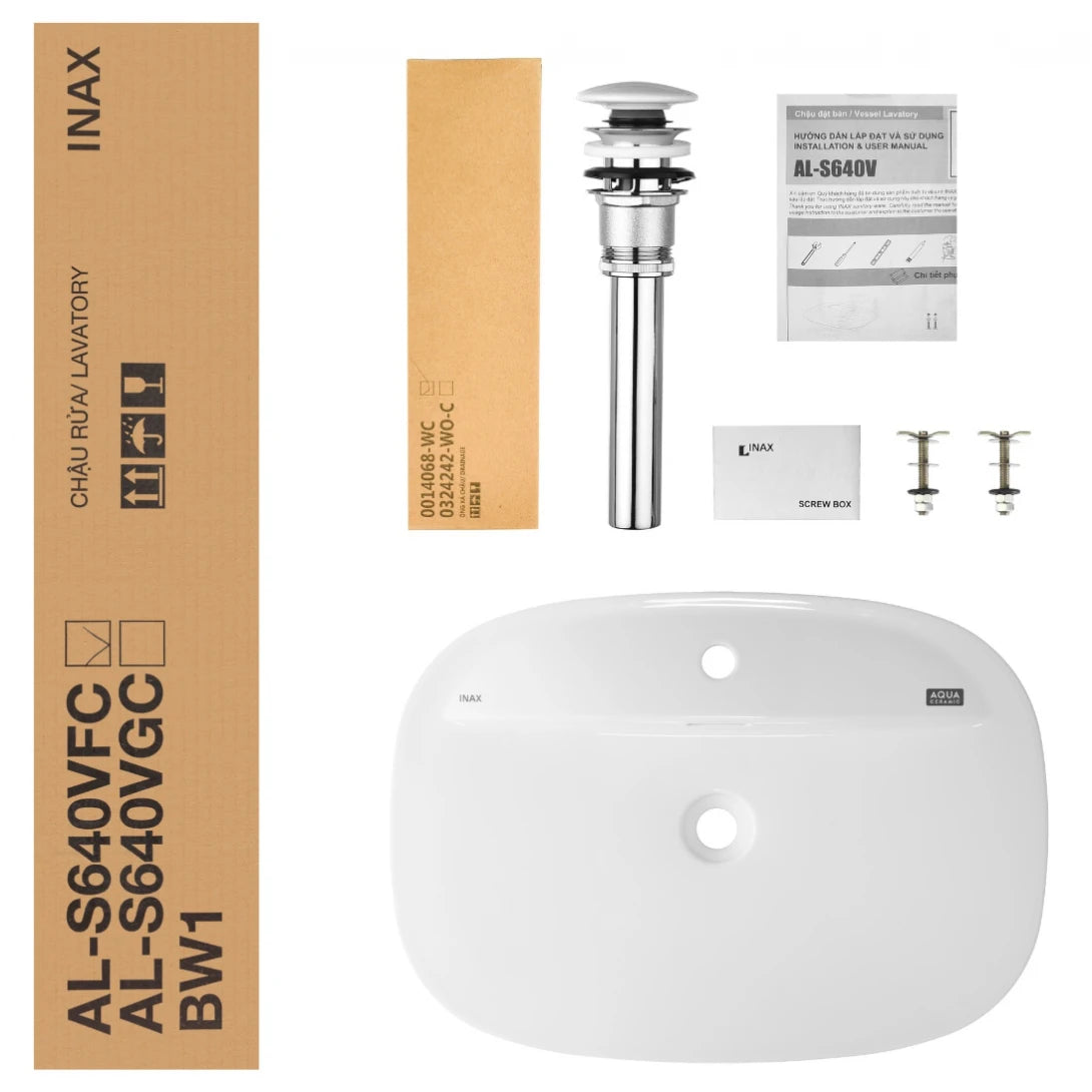 Chậu Rửa Lavabo Inax AL-S640V (ALS640V) Đặt Bàn Aqua Ceramic