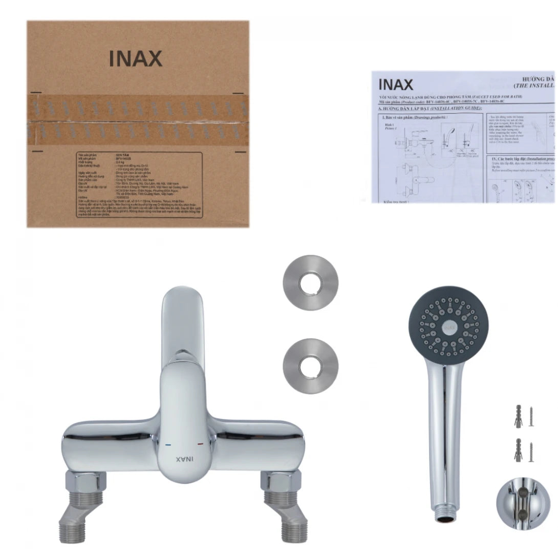 Vòi Sen Nóng Lạnh INAX BFV-1403S-4C – Tay Sen Massage Cr/Ni Cao Cấp