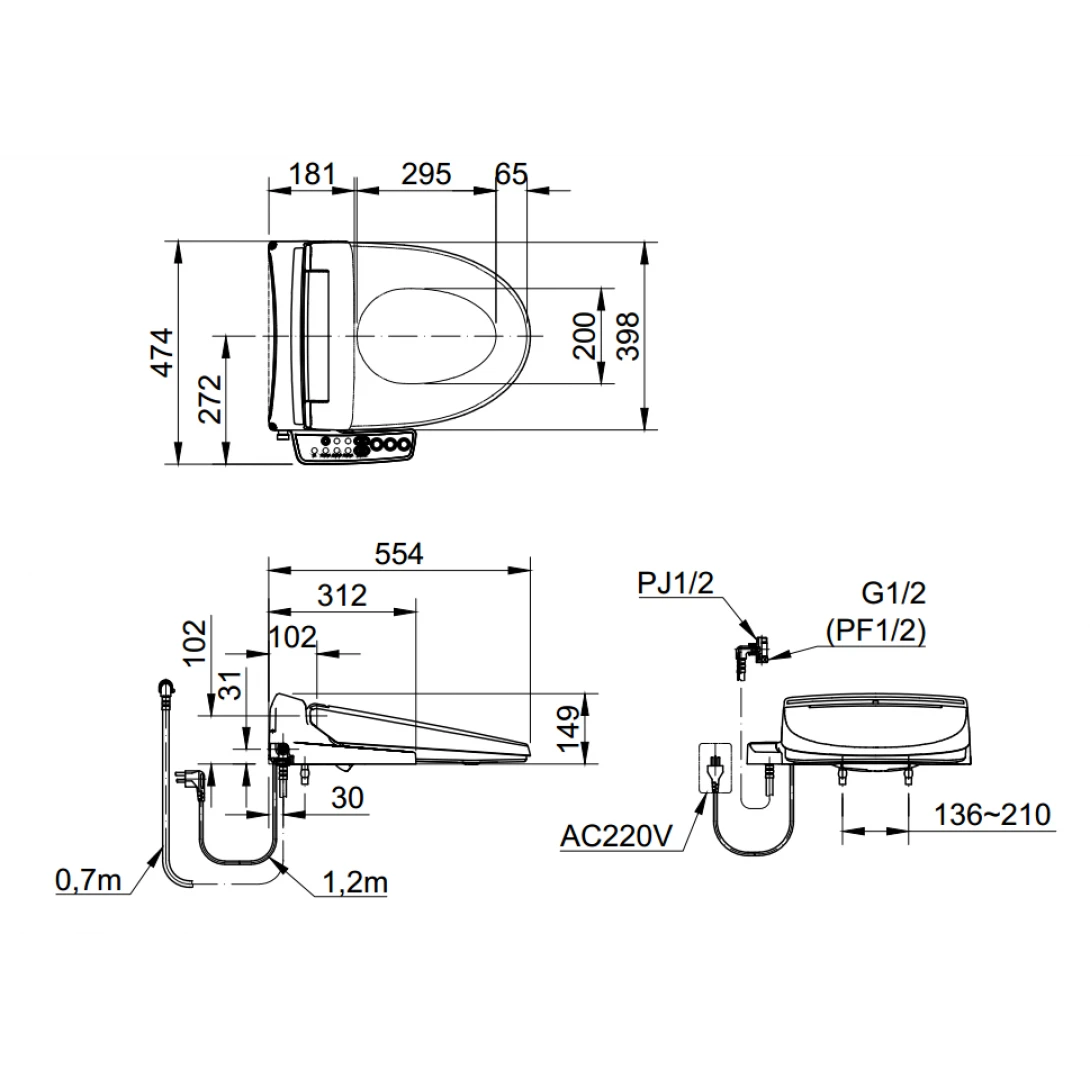 Nắp Điện Tử INAX CW-KB22AVN (CWKB22AVN)