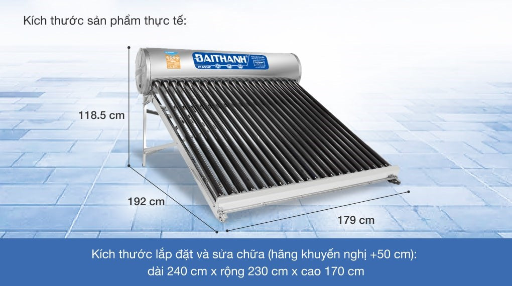Bình Nước Nóng Năng Lượng Mặt Trời Đại Thành 215 Lít Classic 58-21