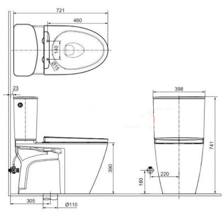 Bồn Cầu INAX ACT-602/CW-H18VN Nắp Điện Tử Xả Cảm Ứng