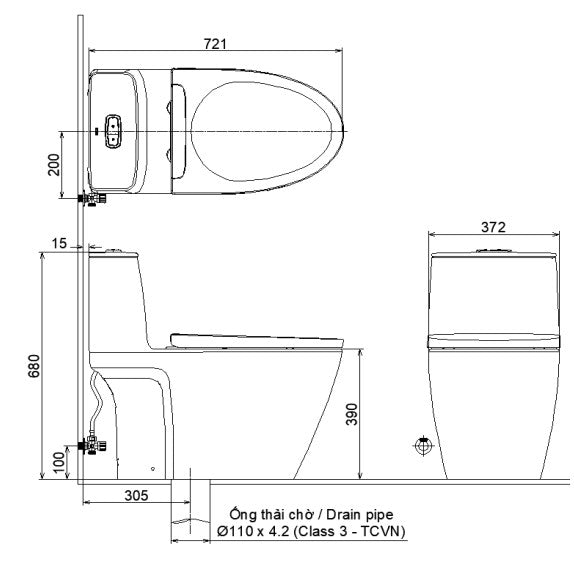 Bồn Cầu INAX ACT-902/CW-H17VN Nắp Điện Tử Xả Cảm Ứng