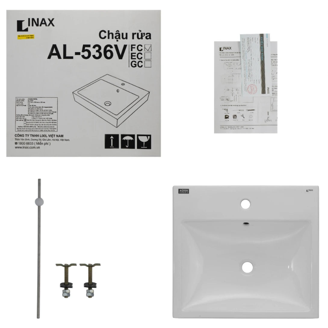 Chậu Rửa Lavabo Inax AL-536V (AL536V) Đặt Bàn AquaCeramic