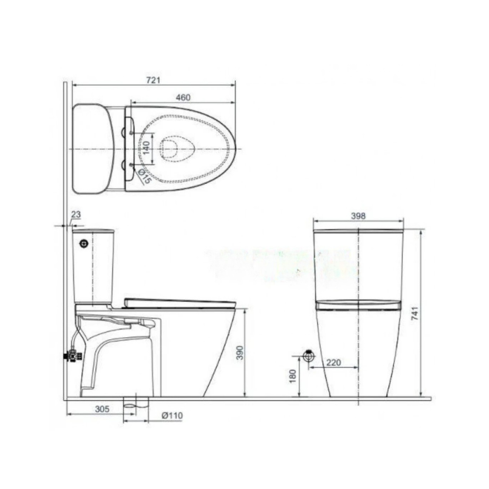 Bồn Cầu INAX ACT-602/CW-KB22AVN Nắp Điện Tử Xả Cảm Ứng