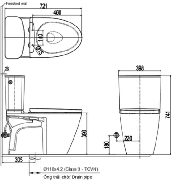 Bồn Cầu INAX ACT-602/CW-H20VN Nắp Điện Tử Xả Cảm Ứng